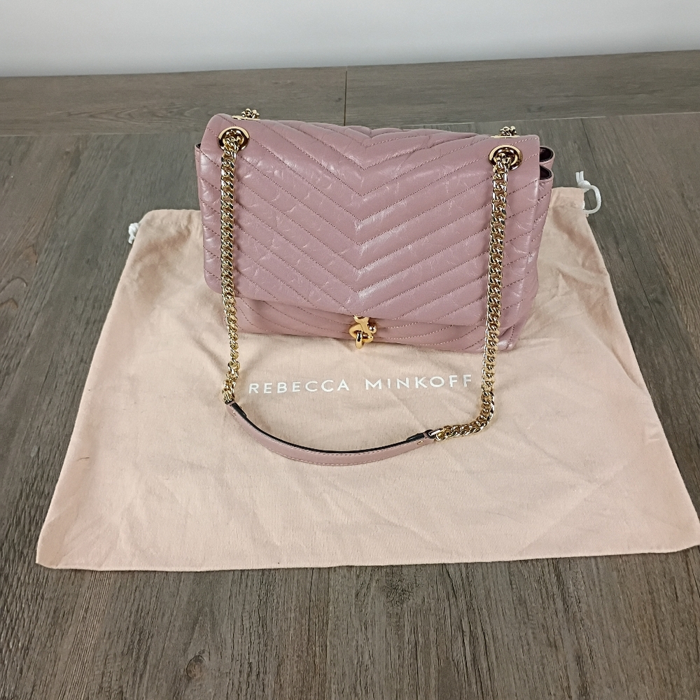 Rebecca Minkoff Edie Flap Pink/Taupe w/Gold - Picture 5 of 11